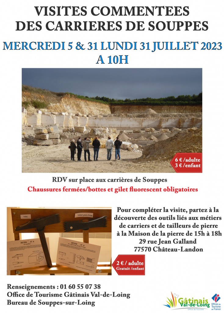 visite carrieres Souppes et maison de la pierre Château-Landon Juillet 2023