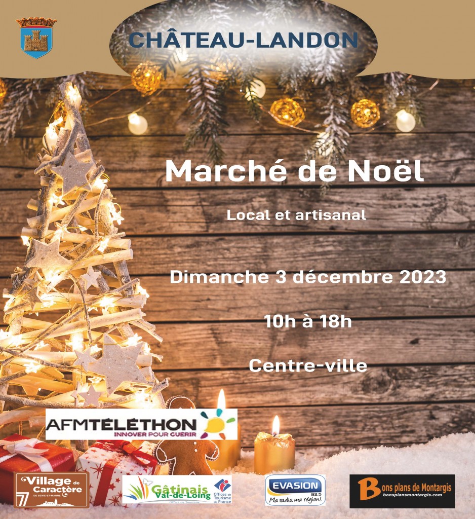 affiche marché de noel 3 déc 2023 Château-Landon