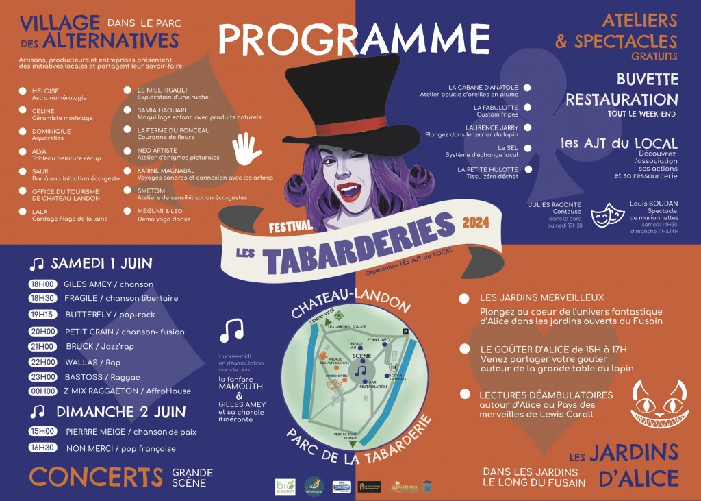 Programme Festival Les Tabarderies Château-Landon 1 et 2 juin 2024